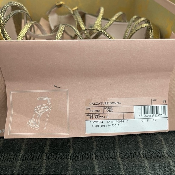Miu Miu Gold Caviar Leather Stilettos Size 39 - Picture 9 of 10